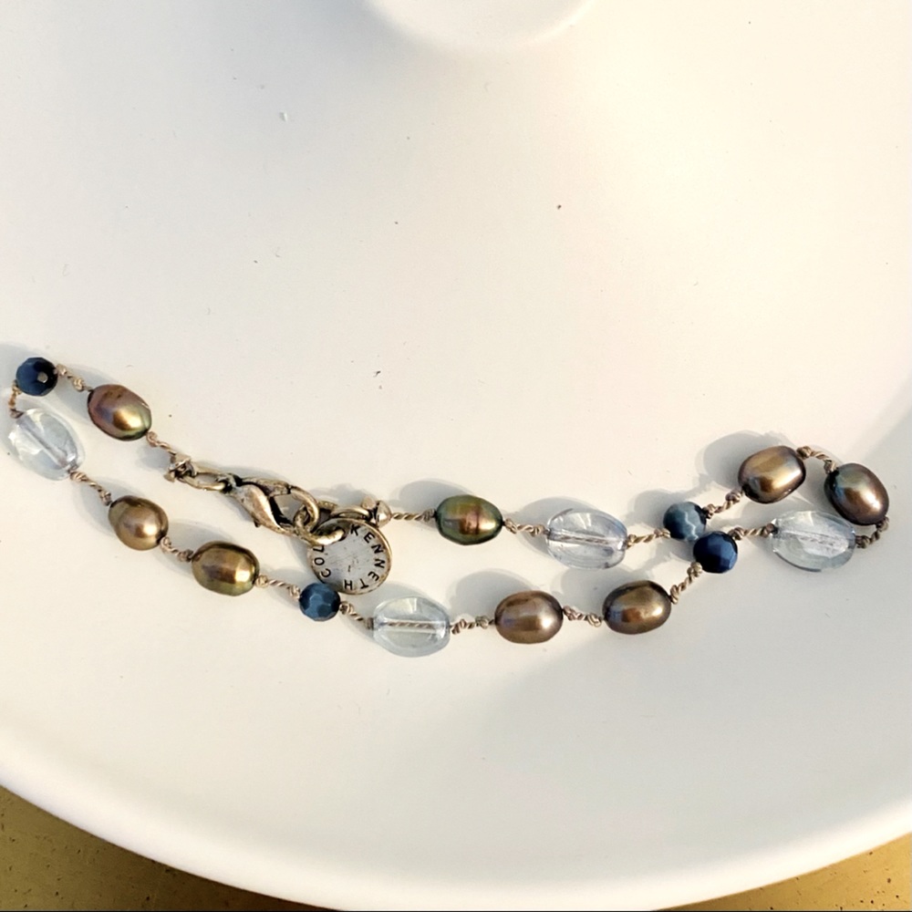 Handmade pearl and glass bracelet